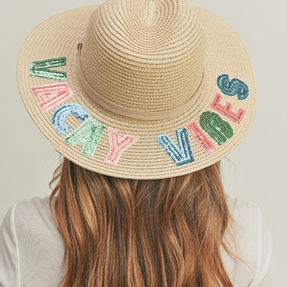 Vacay Vibes Sequin Letter Panama Hat - Picture 5 of 5